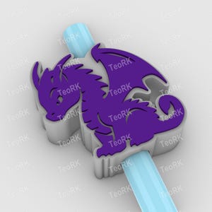 Dragon Straw Topper | Fits Standard & Stanley Straws | STL Files and 3MF pre-painted for 3D printer, 3D printing