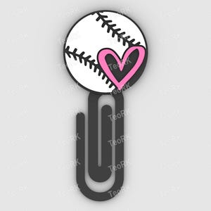I love Baseball - Paper clip, bookmark - 3MF pre-painted , STL file for 3D printer, 3D printing
