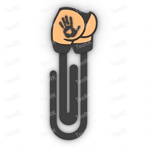 Paperclip girl - handprint slapped on the butt - bookmark - 3MF pre-painted , STL file for 3D printer, 3D printing