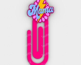 Paperclip Concho bling - mama- bookmark - 3MF pre-painted , STL file for 3D printer, 3D printing