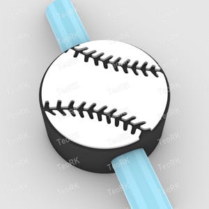 Baseball Straw Topper | Fits Standard & Stanley Straws | STL Files and 3MF pre-painted for 3D printer, 3D printing