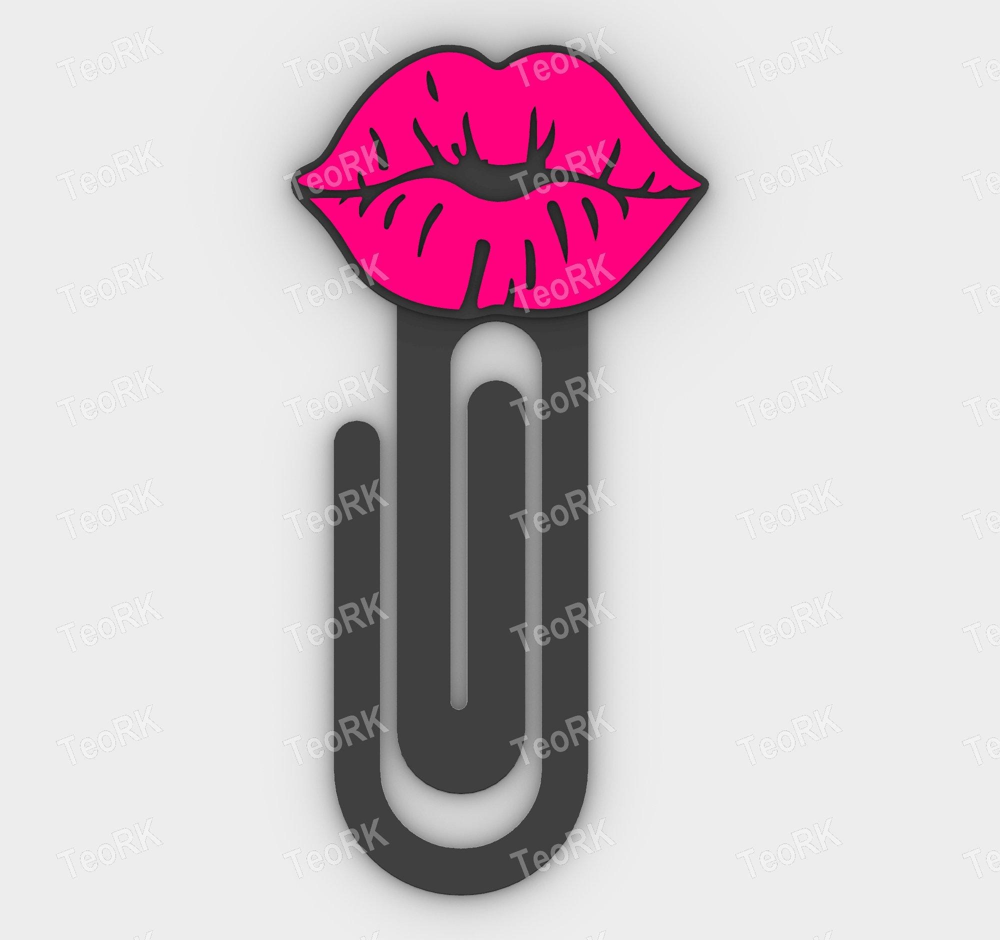 Paperclip Lips Lady Woman - Bookmark - 3MF Pre-painted , STL File