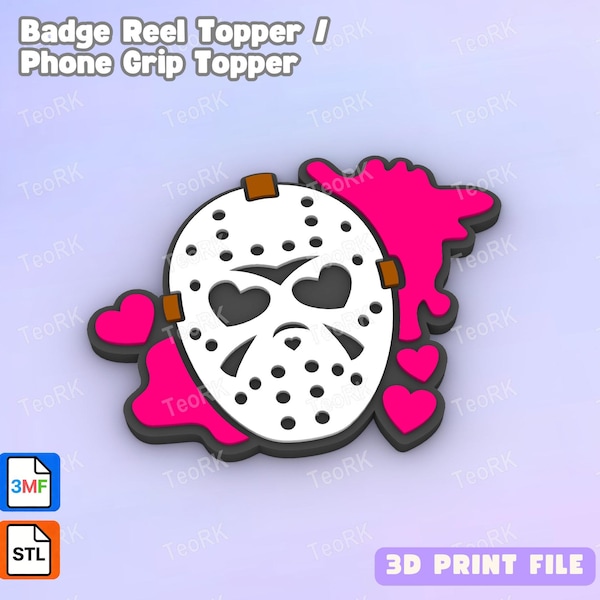 I love scary Fridays Badge Reel Topper Flat Back / Phone Grip Topper (STL & 3MF files 3D print)