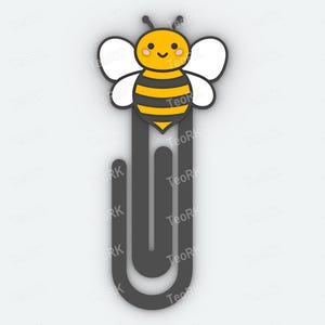Paperclip cute bee - bookmark - 3MF pre-painted , STL file for 3D printer, 3D printing