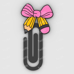 Pencil ribbon - Paper clip, bookmark - 3MF pre-painted , STL file for 3D printer, 3D printing