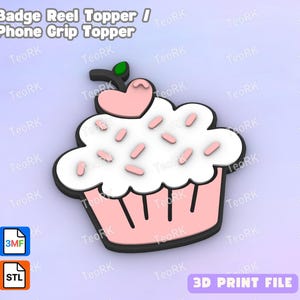 cherry ice cream keke Badge Reel Topper Flat Back / Phone Grip Topper (STL & 3MF files 3D print)