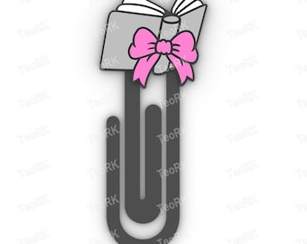 Paperclip Book with bow - bookmark - 3MF pre-painted , STL file for 3D printer, 3D printing