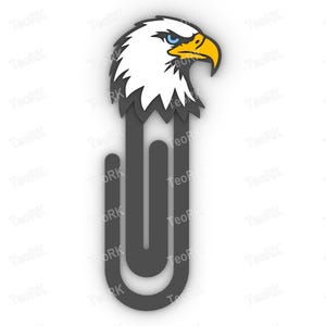 Paperclip eagle head - bookmark - 3MF pre-painted , STL file for 3D printer, 3D printing