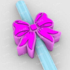 Bow Straw Topper - Past op standaard en Stanley rietjes - STL-bestanden en 3MF voorgeverfd voor 3D-printer, 3D-printen