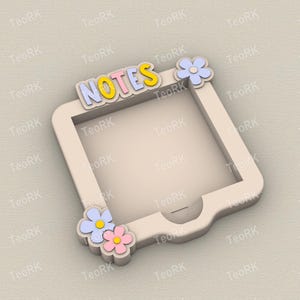 Post-It, Sticky Note Holder Cute notes - 3MF pre-painted , STL file for 3D printer, 3D printing