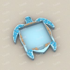 Post-It, Sticky Note Holder Sea turtle - 3MF pre-painted , STL file for 3D printer, 3D printing