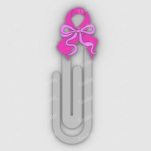 Paperclip Breast Cancer Pink Ribbon - bookmark - 3MF pre-painted , STL file for 3D printer, 3D printing