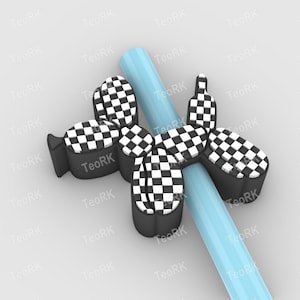 Balloon Dog controllato controlla Straw Topper | Adatto a cannucce standard e Stanley | File STL e 3MF preverniciati per stampante 3D, stampa 3D
