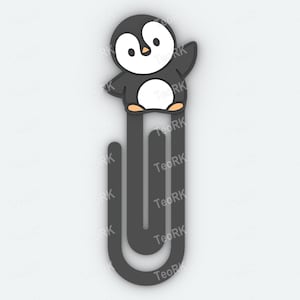 Paperclip baby penguin - bookmark - 3MF pre-painted , STL file for 3D printer, 3D printing