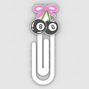 Paperclip 8-Balls with loop - bookmark - 3MF pre-painted , STL file for 3D printer, 3D printing