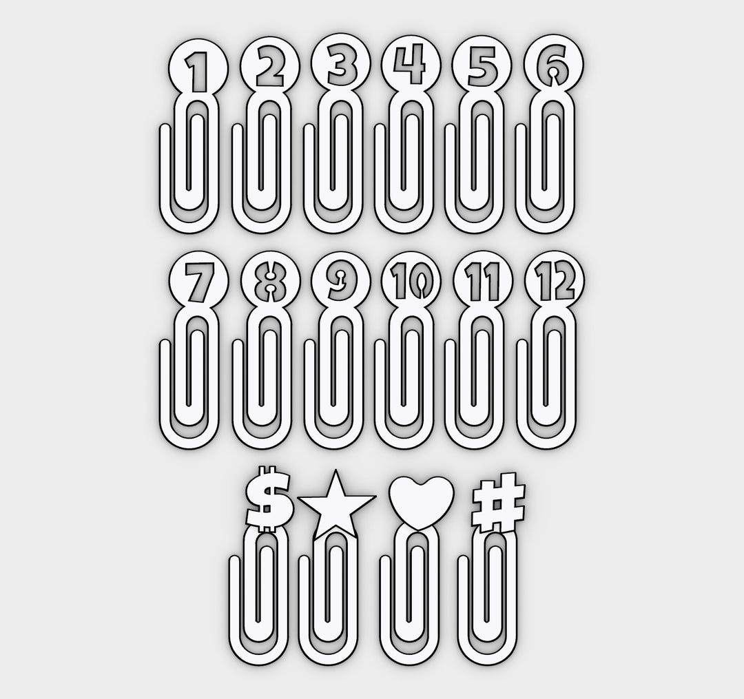 Paperclips Numbers Bookmarks STL File For 3D Printer 3D Printing paperclips-numbers-bookmarks-stl-file-for-3d-printer-3d-printing