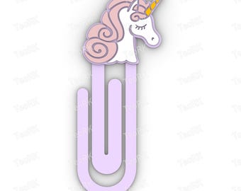 Paperclip Magic unicorn - bookmark - 3MF pre-painted , STL file for 3D printer, 3D printing