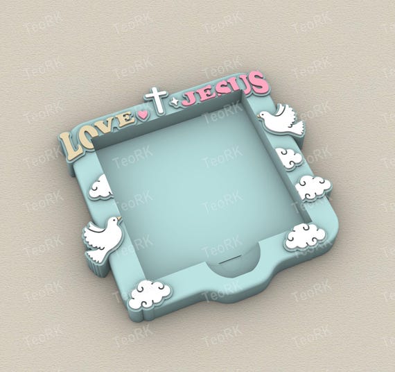 Post-It, Sticky Note Holder love jesus - 3MF pre-painted , STL file for 3D printer, 3D printing