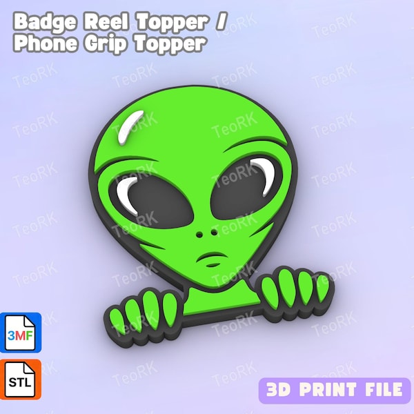 Aliens Badge Reel Topper Flat Back / Phone Grip Topper (STL & 3MF files 3D print)