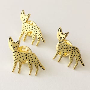 Savannah Cat Black and Gold Enamel Pin