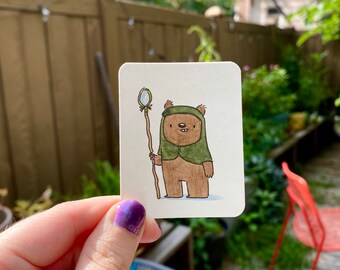 Tiny Ewok Star Wars watercolor painting