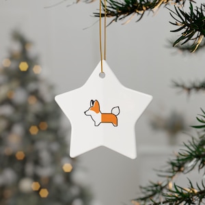 Keramische corgi-kerstornament: dubbelzijdig cadeau voor hondenliefhebber