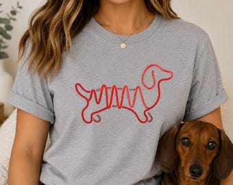 Dachshund Shirt, Wiener Dog Mom Tee, Minimalist Doxie T-Shirt, Sausage Dog Gift, Dachshund Lover Gift