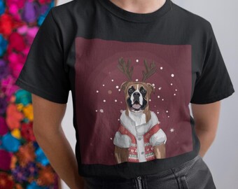 Boxer Dog Christmas T-Shirt, Funny Holiday Tee
