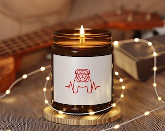 Vela Bulldog: cera de soja vegana, regalo para amantes de los perros