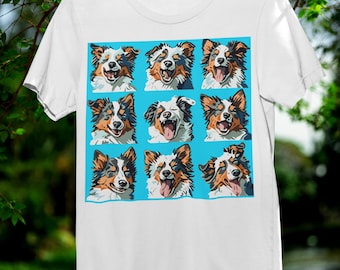 Australian Shepherd Shirt  Pop Art Dog Faces Tee  Dog Lover Gift