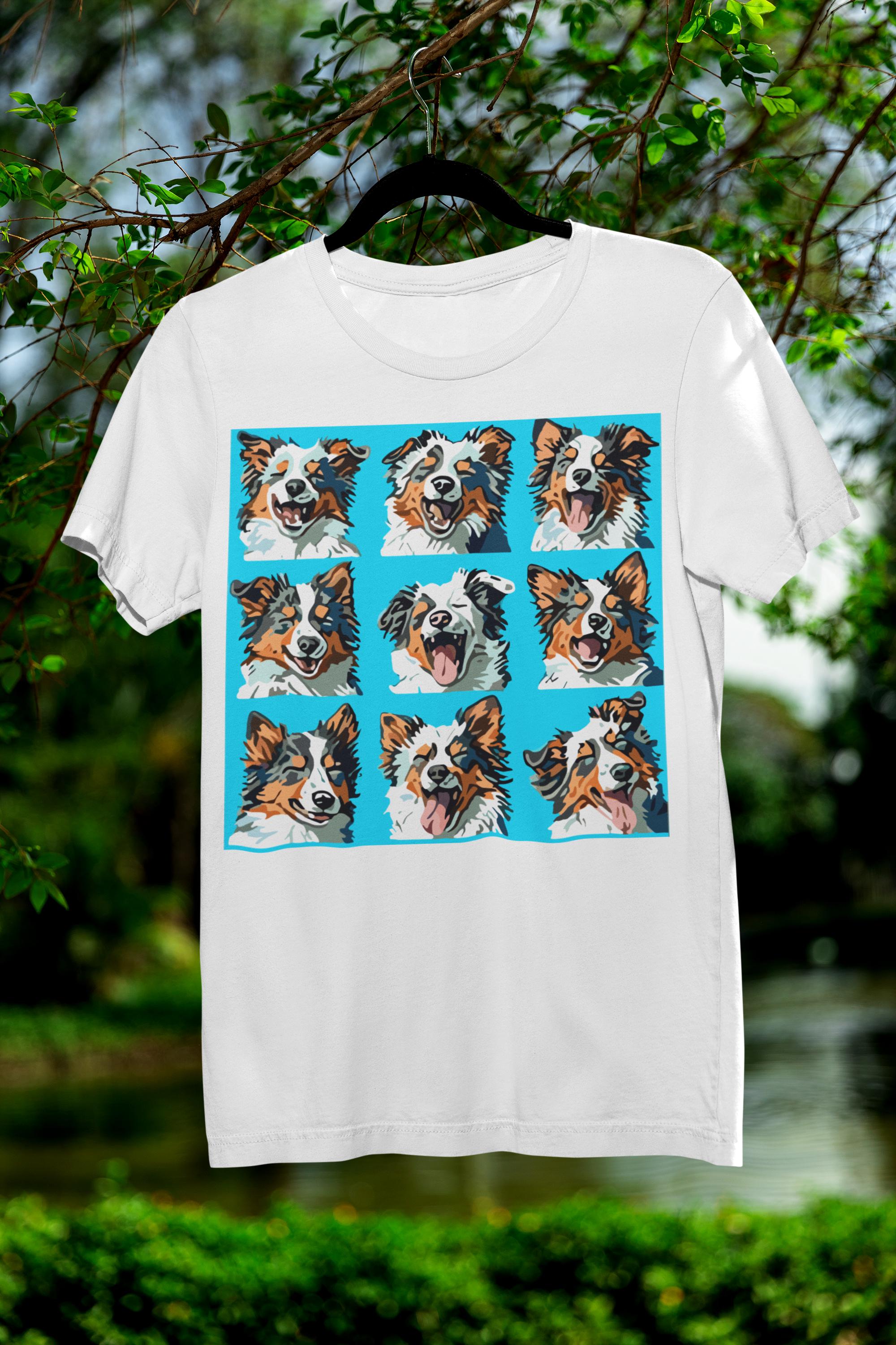 オーストラリアンシェパードシャツ ポップアート 犬の顔Tシャツ 犬好き