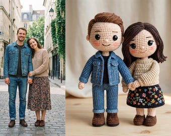 Custom Crochet Couple Dolls, Personalized Amigurumi Couple, Handmade Yarn Dolls, Anniversary Gift, Wedding Gift