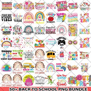 50+ Retro Back to School Bundle, Kindergarten, First Day Of School Png, Teacher Png, First/Second/Third Grade Png, School Bundle Png