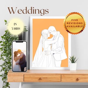 Ritratto di matrimonio personalizzato da foto – Illustrazione di coppia personalizzata – Regalo di anniversario – Disegno digitale personalizzato – Disegno artistico