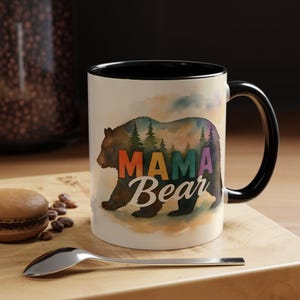 Mama Bear Accent Coffee Mug - Colorful Wildlife Mug for Nature Lovers, Great Gift for Moms, Camping, Birthdays, and Mother&#39;s Day