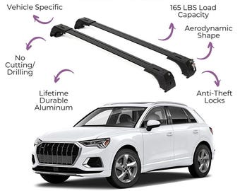 ERKUL Roof Rack Cross Bars Fits Audi Q3 2012-2018 Fits Flush Rails Black