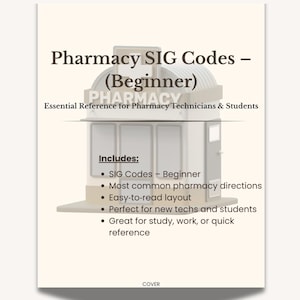 Foglio riassuntivo dei codici SIG per tecnici di farmacia / Preparazione al PTCE / Guida di studio per principianti (PDF)