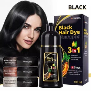 Hair Dye Shampoo Instant Meidu 3 in 1 , Herbal Ingredients,Coverage Unisex Hair Color Shampoo, No Hair Damage, No Skin Stain - Ammonia Free.