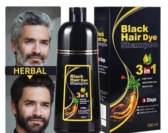 MEIDU Haarfärbeshampoo Schwarz 3-in-1 Farbshampoo für Herren & Damen 500ml/16.9OZ