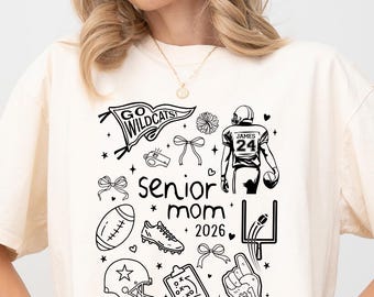 Custom Senior Mom Football Shirt, Personalized Senior Mom Football Gifts, Customized Senior Mom Football Shirt, Senior Mom 2026 Football Tee