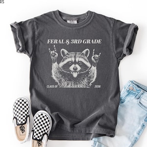 Feral 3rd Grade Shirt Funny Raccoon Back To School Tee Kids Boys Girls bild 1