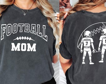 Comfort Colors© Custom Football Mom Shirt With Kids Names & Numbers, Custom Name Football Mom Shirt, Football Tee for mom, Football Mom Gift