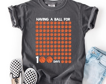 100 Days of School Shirt for Boys, Basketball 100th Day Celebration Tee