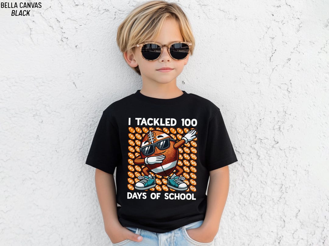 100 Days of School Shirt for Kids, Dabbing Football Boys 100th Day ...