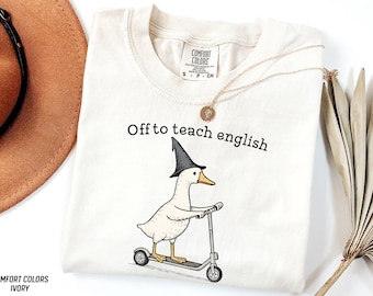 English Teacher Shirt, Funny Goose Scooter Gift For English Teacher, Literature Teacher Tee, Funny English Teacher T-Shirt