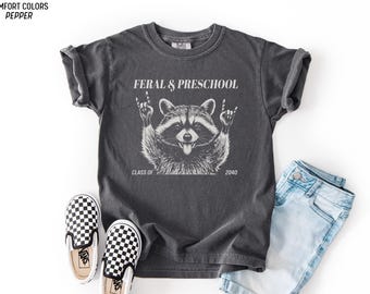 Custom Preschool Shirt Feral Raccoon Funny Back To School Tee First Day Kids