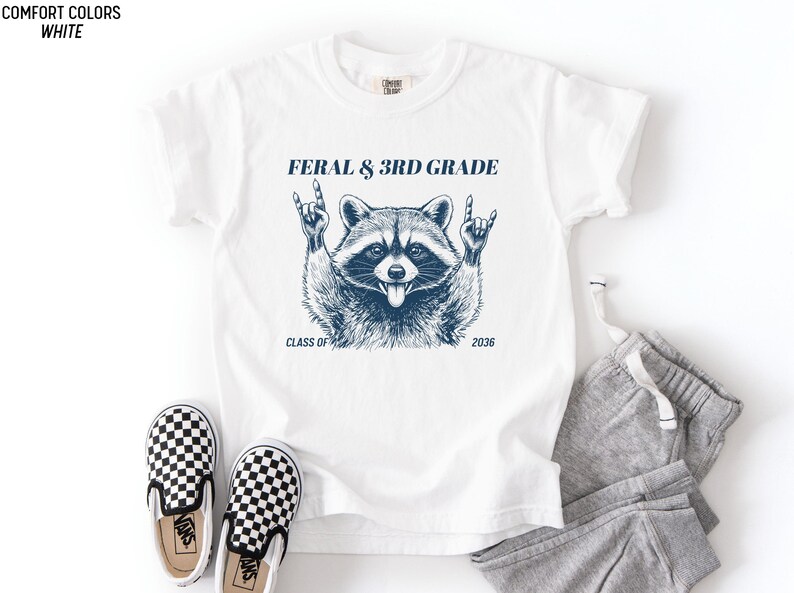 Feral 3rd Grade Shirt Funny Raccoon Back To School Tee Kids Boys Girls bild 17