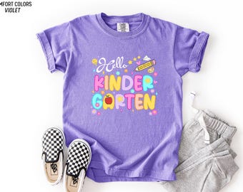 Kindergarten Shirt Hello Kindergarten Cute Back To School First Day Tee Girls