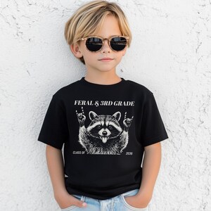 Feral 3rd Grade Shirt Funny Raccoon Back To School Tee Kids Boys Girls bild 2