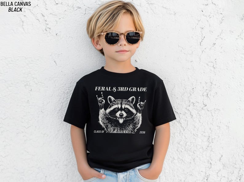Feral 3rd Grade Shirt Funny Raccoon Back To School Tee Kids Boys Girls bild 2